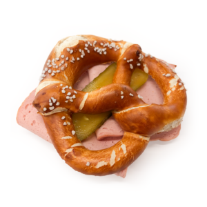 Breze mit Leberkäs
