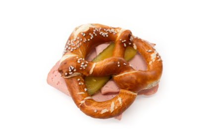 Breze mit Leberkäs