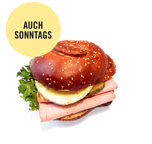 Brezen Semmel mit Leberkäs