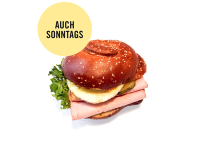 Brezen Semmel mit Leberkäs